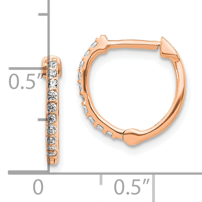 10K Rose Gold Diamond Hinged Hoop Earrings