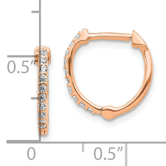 10K Rose Gold Diamond Hinged Hoop Earrings