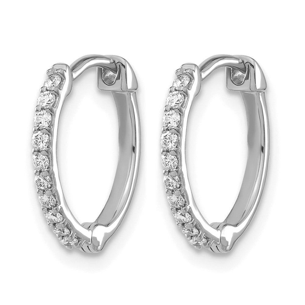 10K White Gold Diamond Hoop Earrings