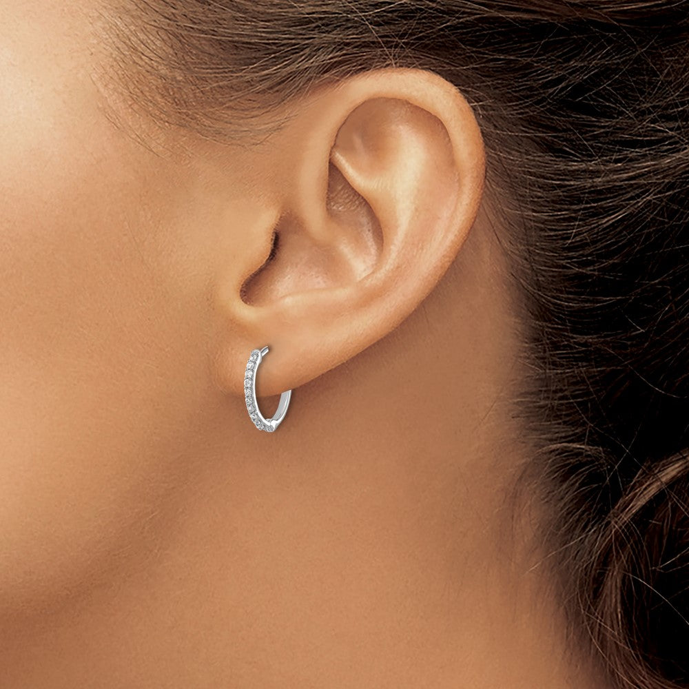 10K White Gold Diamond Hoop Earrings