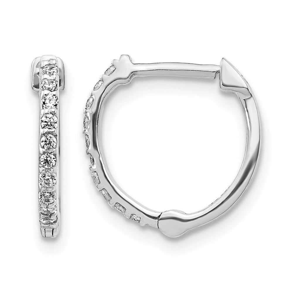 10K White Gold Diamond Hoop Earrings