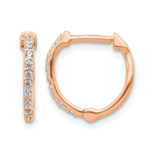 14k Rose Gold 1/5 Ct. Lab Grown Diamond VS/SI+ G+ Complete Hinged Hoop Earrings