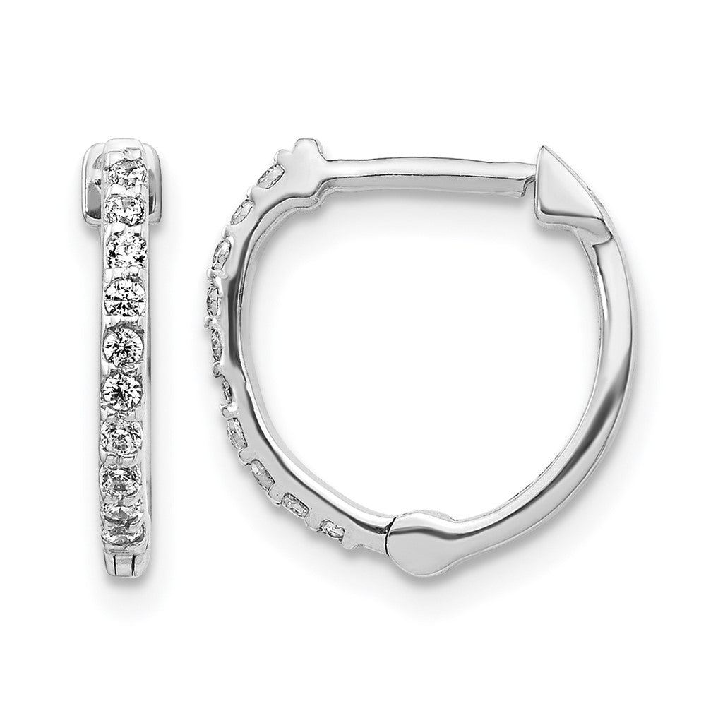 14k White Gold 1/5 Ct. Lab Grown Diamond VS/SI+ G+ Hinged Hoop Earrings