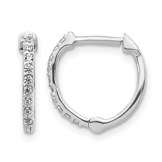 14k White Gold 1/5 Ct. Lab Grown Diamond VS/SI+ G+ Hinged Hoop Earrings