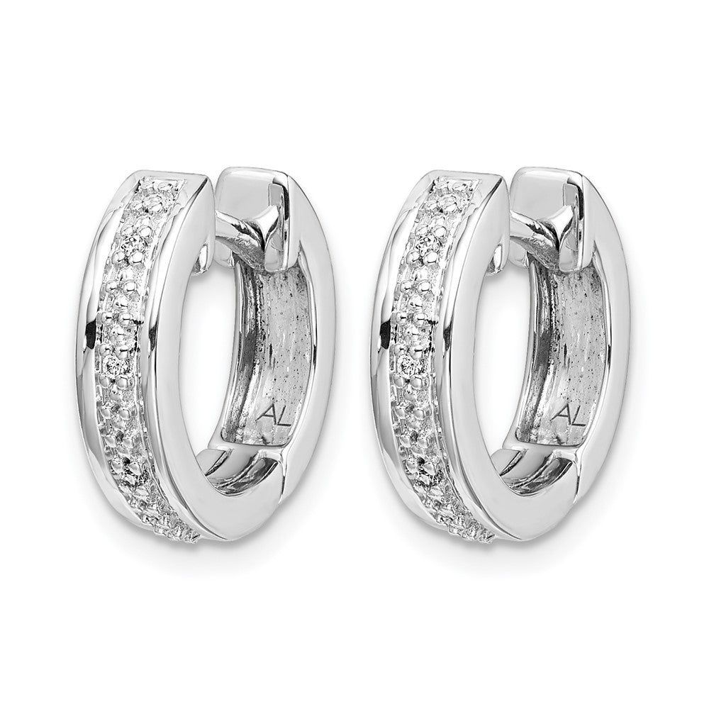 10K White Gold Diamond Complete Hinged Hoop Earrings