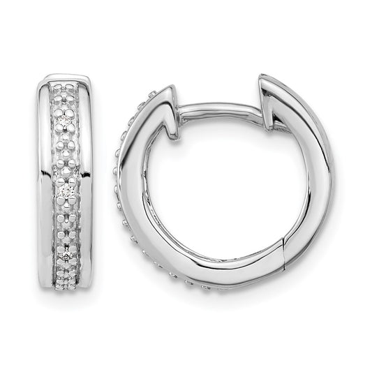 10K White Gold Diamond Complete Hinged Hoop Earrings