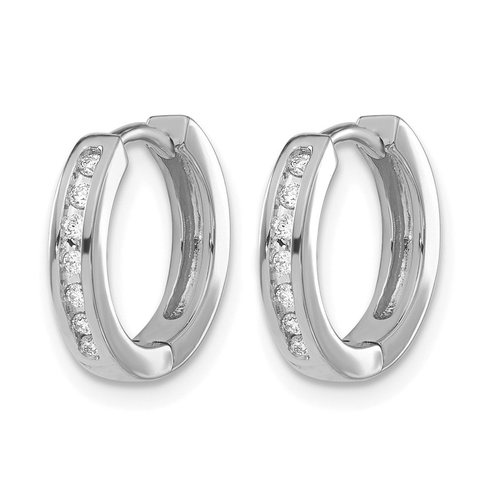 10K White Gold Diamond Hinged Hoop Earrings