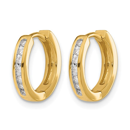 10K Yellow Gold Diamond Hinged Hoop Earrings