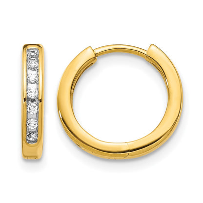 10K Yellow Gold Diamond Hinged Hoop Earrings