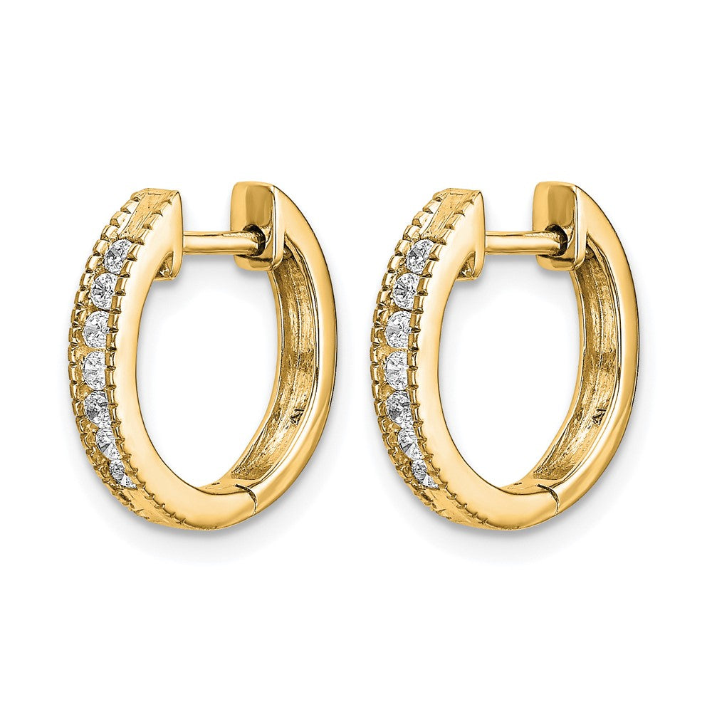 10K Yellow Gold Diamond Hinged Hoop Earrings