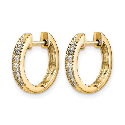 10K Yellow Gold Diamond Hinged Hoop Earrings