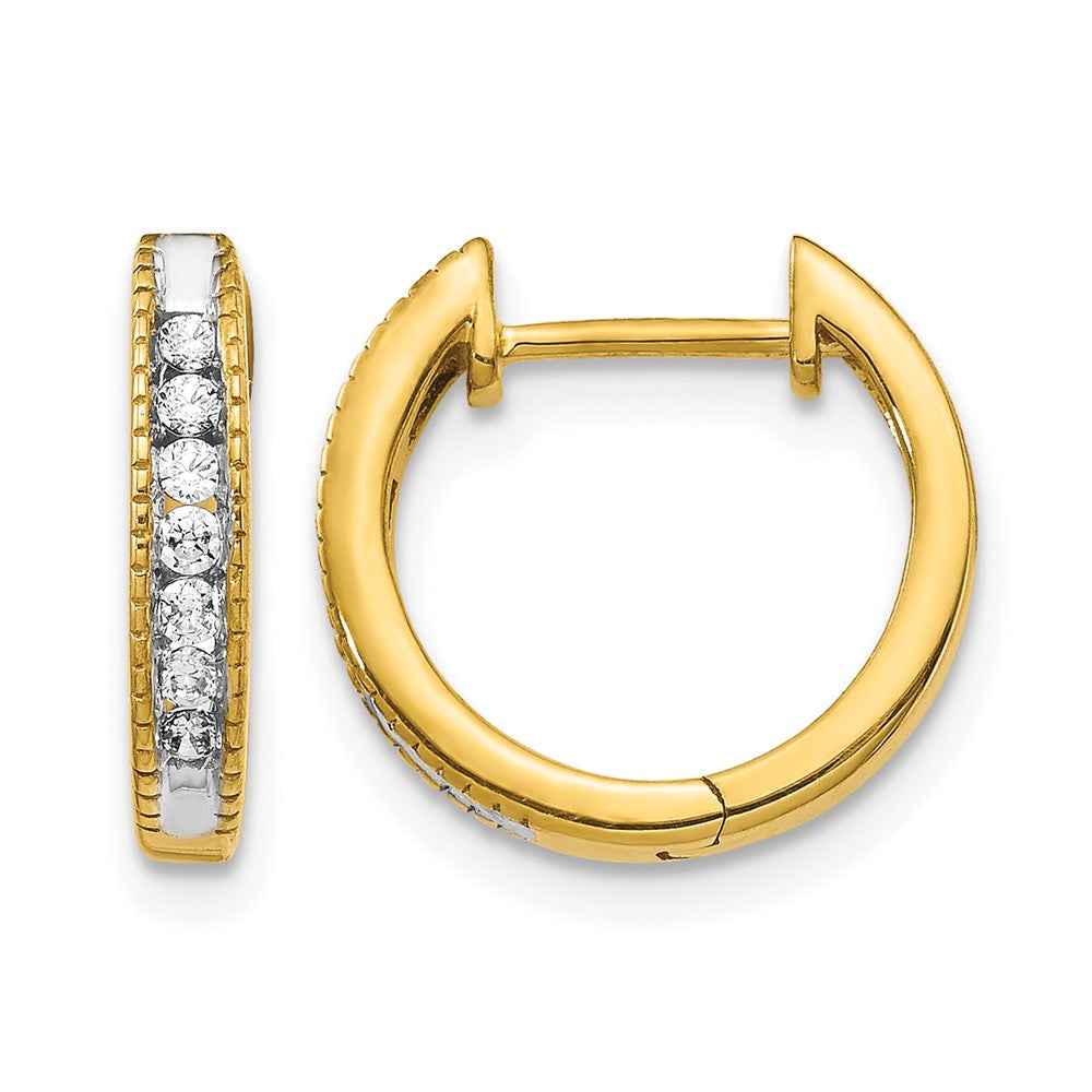 10K Yellow Gold Diamond Hinged Hoop Earrings
