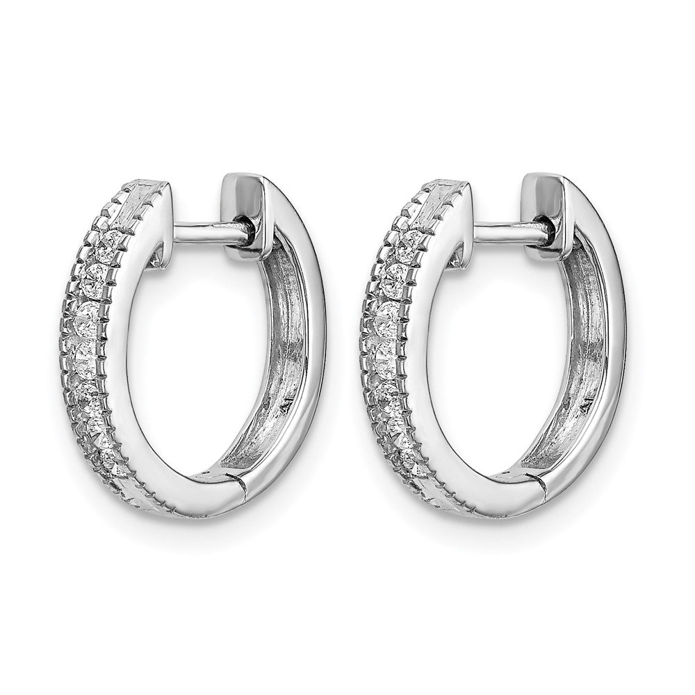 14k White Gold 1/5 Ct. Lab Grown Diamond VS/SI+ G+ Hinged Hoop Earrings