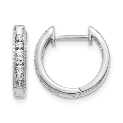 14k White Gold 1/5 Ct. Lab Grown Diamond VS/SI+ G+ Hinged Hoop Earrings