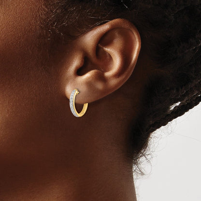 10K Yellow Gold Diamond Complete Hinged Hoop Earrings
