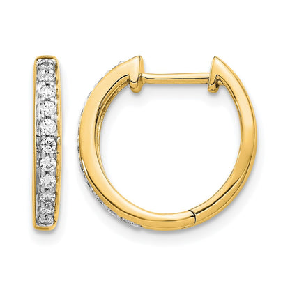 10K Yellow Gold Diamond Complete Hinged Hoop Earrings