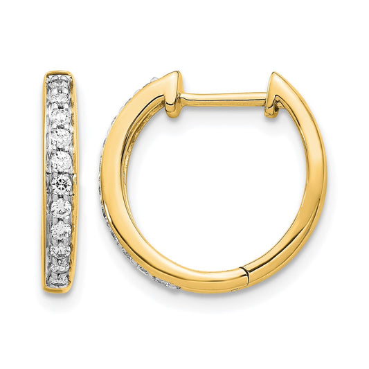 10K Yellow Gold Diamond Complete Hinged Hoop Earrings