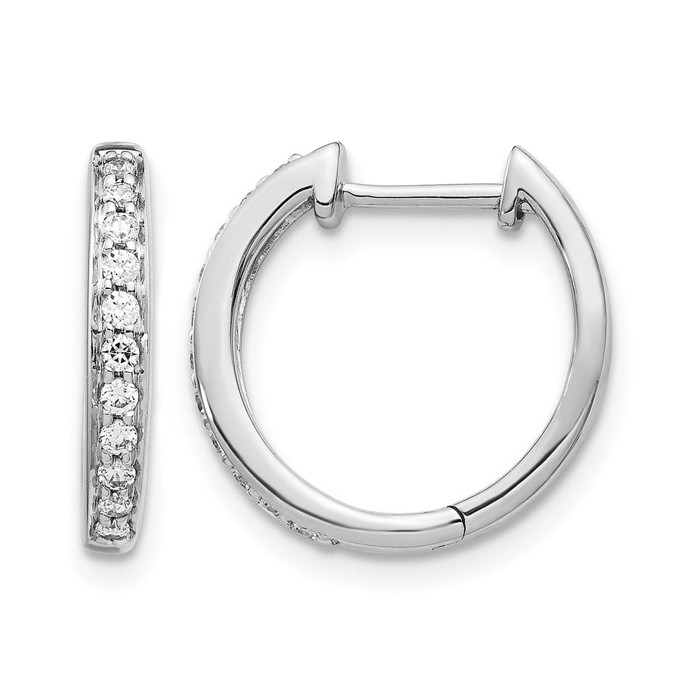 14k White Gold 1/4 Ct. Lab Grown Diamond VS/SI+ G+ Hinged Hoop Earrings