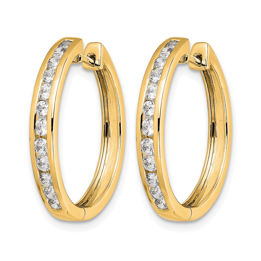 10K Yellow Gold Diamond Hinged Hoop Earrings