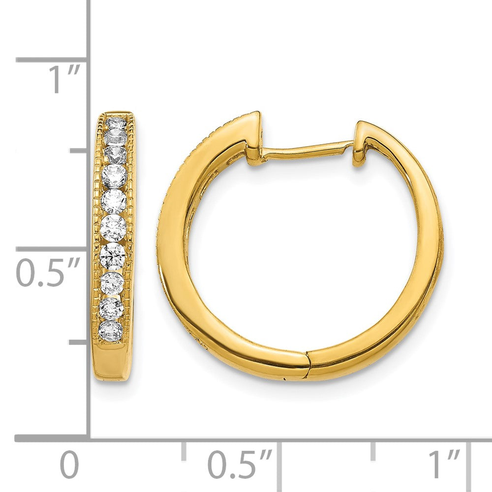 10K Yellow Gold Diamond Hinged Hoop Earrings