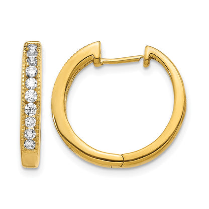 10K Yellow Gold Diamond Hinged Hoop Earrings
