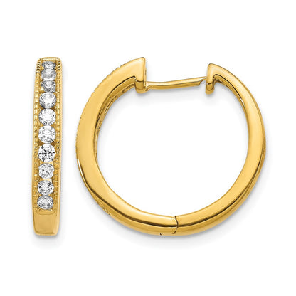 14k Yellow Gold 1/2 Ct. Lab Grown Diamond VS/SI+ G+ Hinged Hoop Earrings