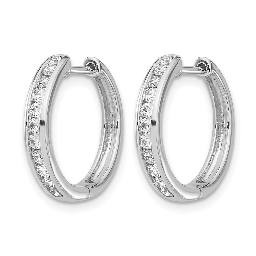 10K White Gold Diamond Hinged Hoop Earrings