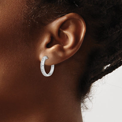 10K White Gold Diamond Hinged Hoop Earrings