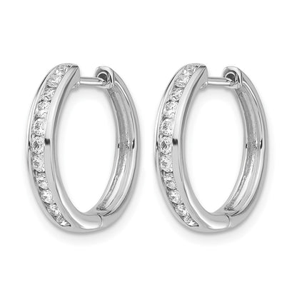 14k White Gold 1/2 Ct. Lab Grown Diamond VS/SI+ G+ Hinged Hoop Earrings