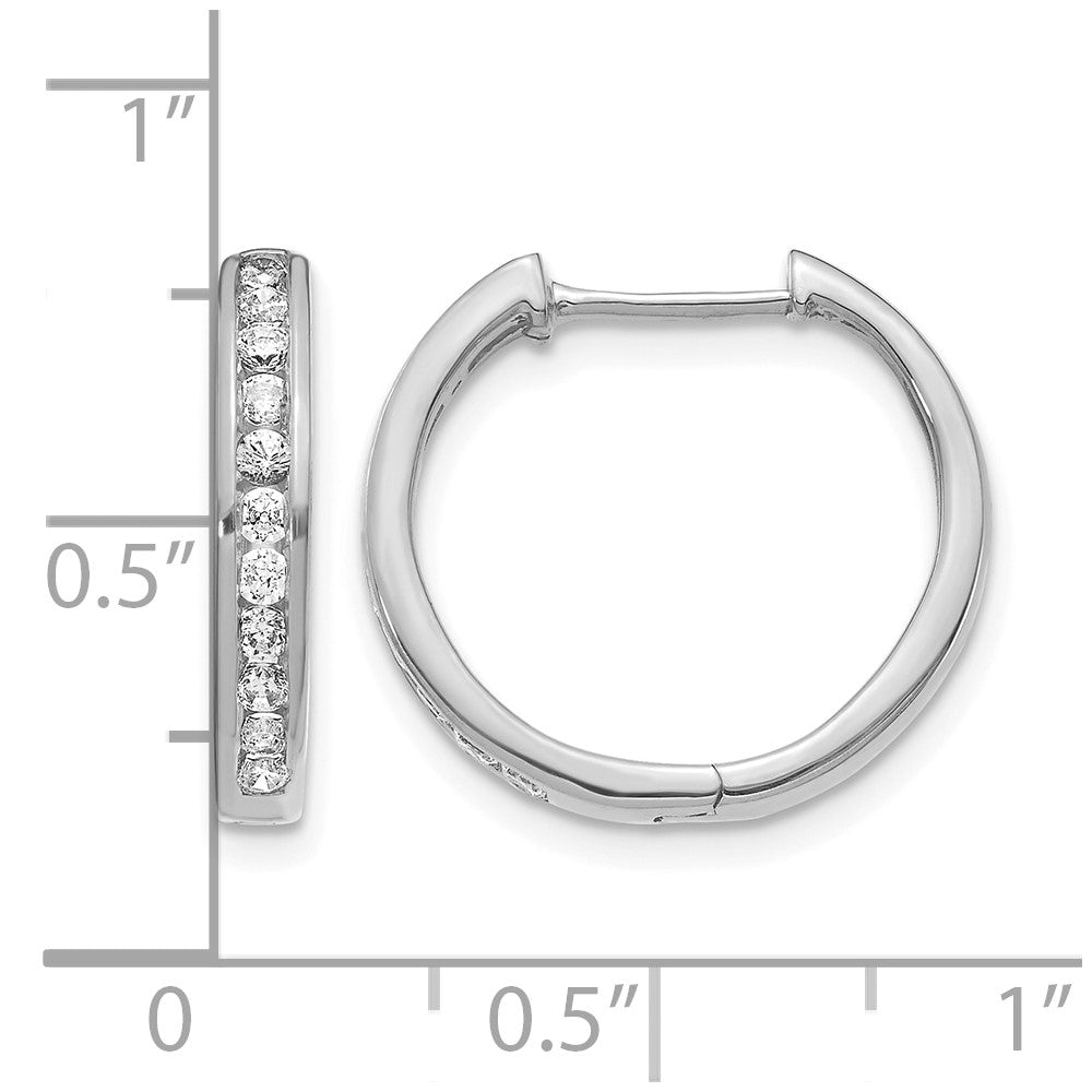 14k White Gold 1/2 Ct. Lab Grown Diamond VS/SI+ G+ Hinged Hoop Earrings