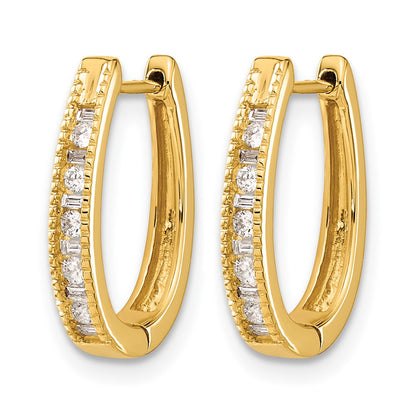 10K Yellow Gold Diamond Oval Hinged Hoop Earrings