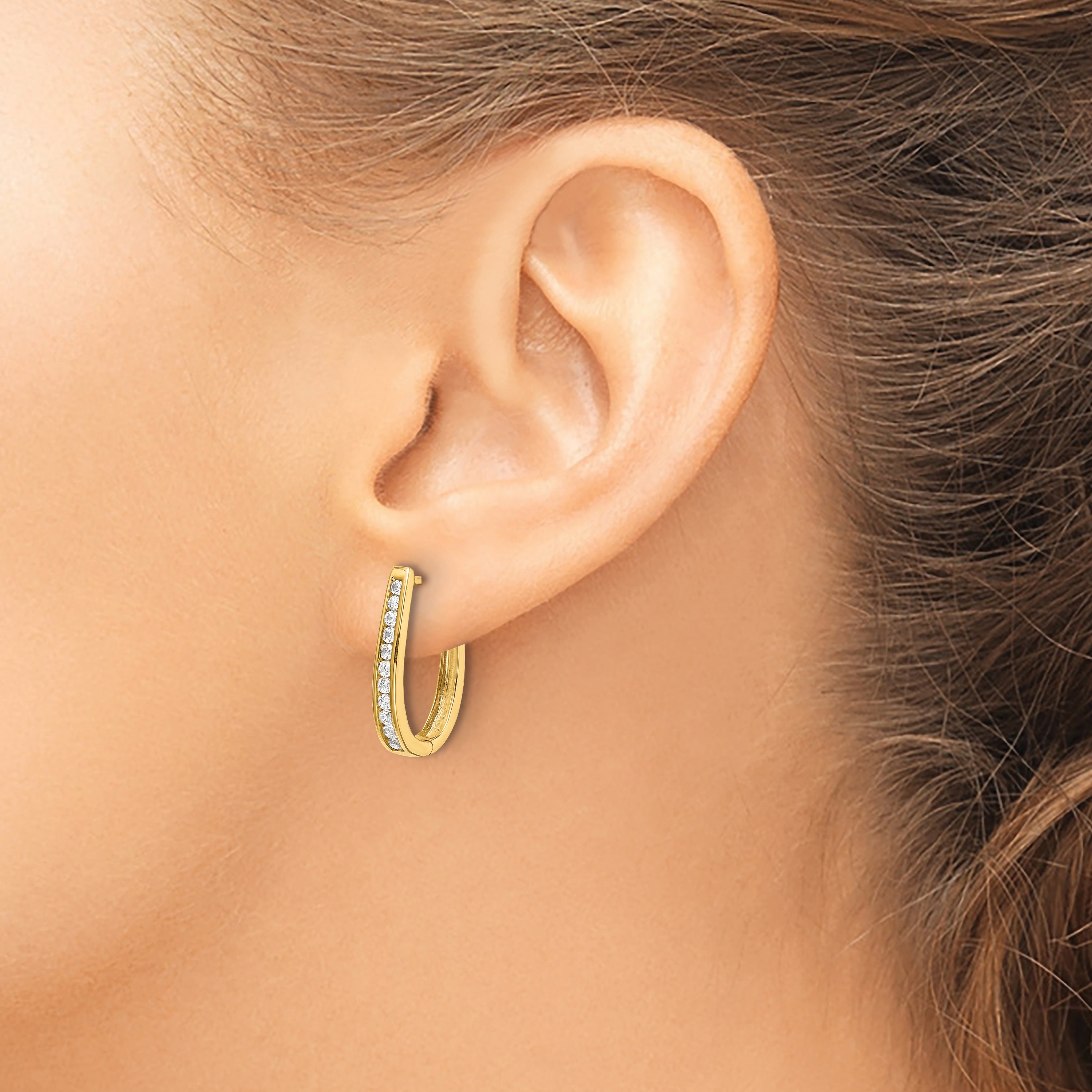 14k Yellow Gold Lab Grown Diamond VS/SI FGH Hinged Hoop Earrings
