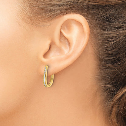 14k Yellow Gold Lab Grown Diamond VS/SI FGH Hinged Hoop Earrings