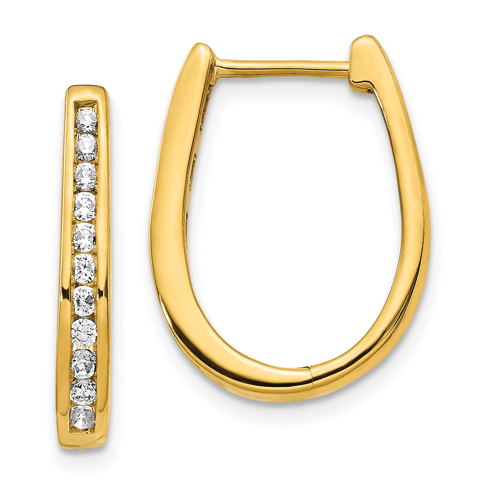 14k Yellow Gold Lab Grown Diamond VS/SI FGH Hinged Hoop Earrings