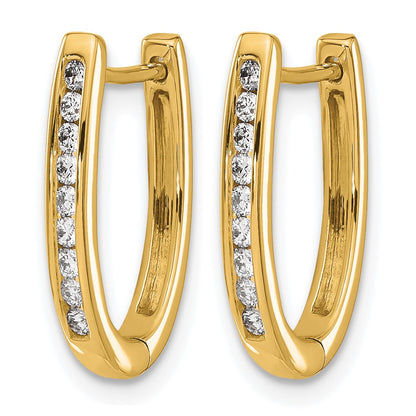 10K Yellow Gold Diamond Oval Hinged Hoop Earrings