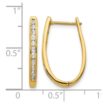 10K Yellow Gold Diamond Oval Hinged Hoop Earrings
