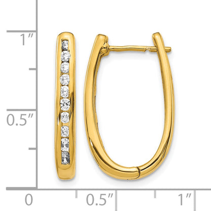 10K Yellow Gold Diamond Oval Hinged Hoop Earrings