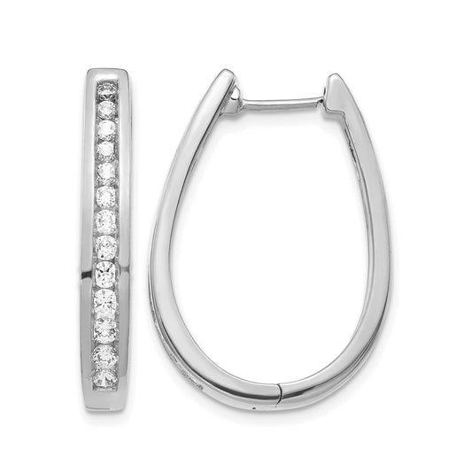 14K White Gold Lab Grown Diamond VS/SI FGH Hinged Hoop Earrings