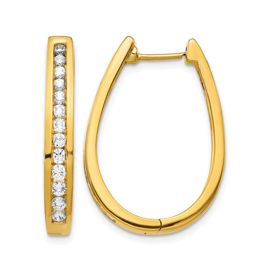 14k Yellow Gold Lab Grown Diamond VS/SI+ G+ Hinged Hoop Earrings
