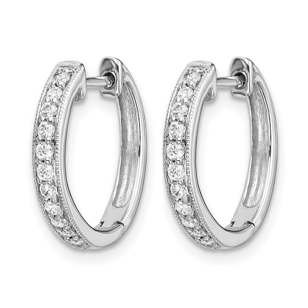 10K White Gold Diamond Hinged Hoop Earrings