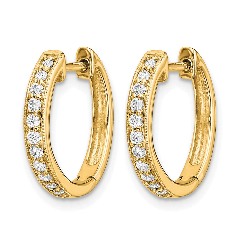 10K Yellow Gold Diamond Hinged Hoop Earrings
