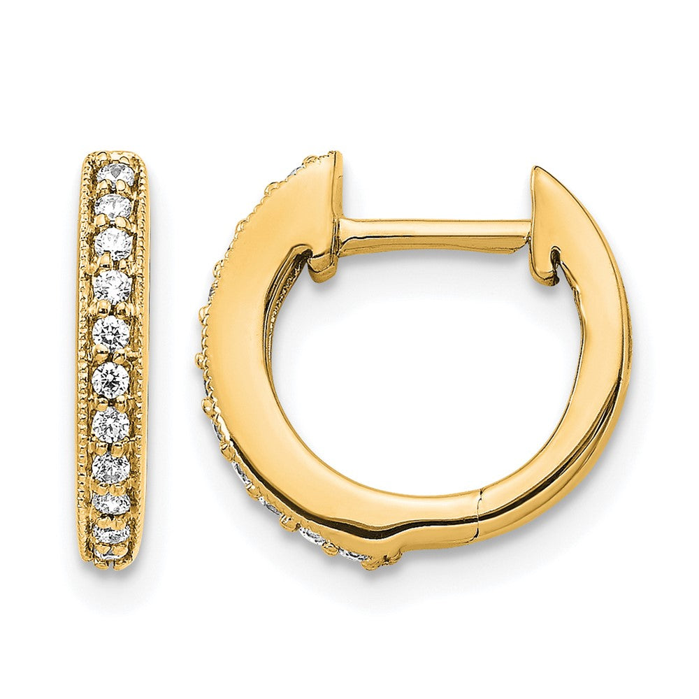 10K Yellow Gold Diamond Hinged Hoop Earrings