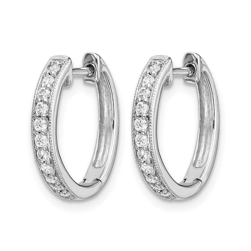 14k White Gold 1/8 Ct. Lab Grown Diamond VS/SI+ G+ Hinged Hoop Earrings