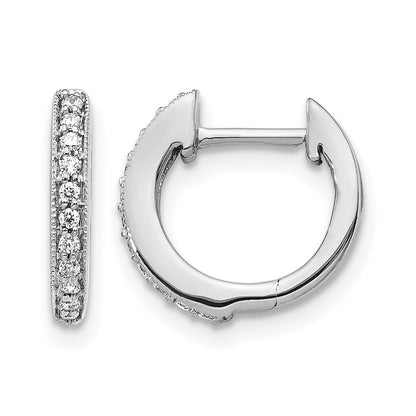 14k White Gold 1/8 Ct. Lab Grown Diamond VS/SI+ G+ Hinged Hoop Earrings