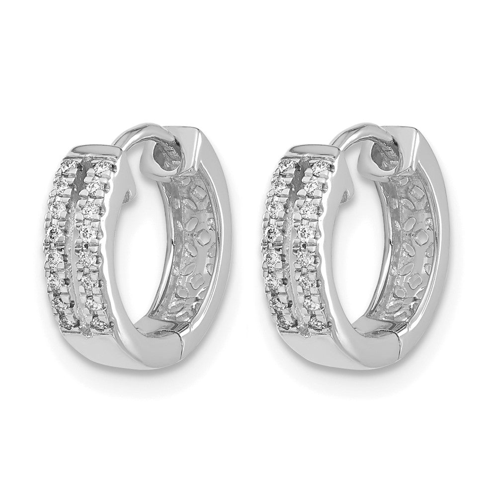 10K White Gold Diamond Hinged Round Hoop Earrings