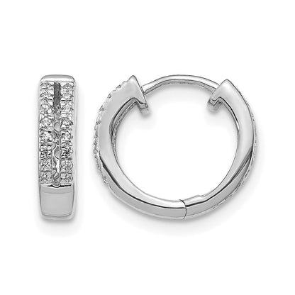 10K White Gold Diamond Hinged Round Hoop Earrings