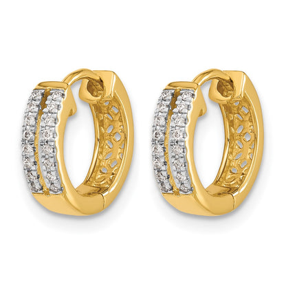 10K Yellow Gold Diamond Hinged Round Hoop Earrings
