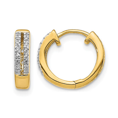10K Yellow Gold Diamond Hinged Round Hoop Earrings