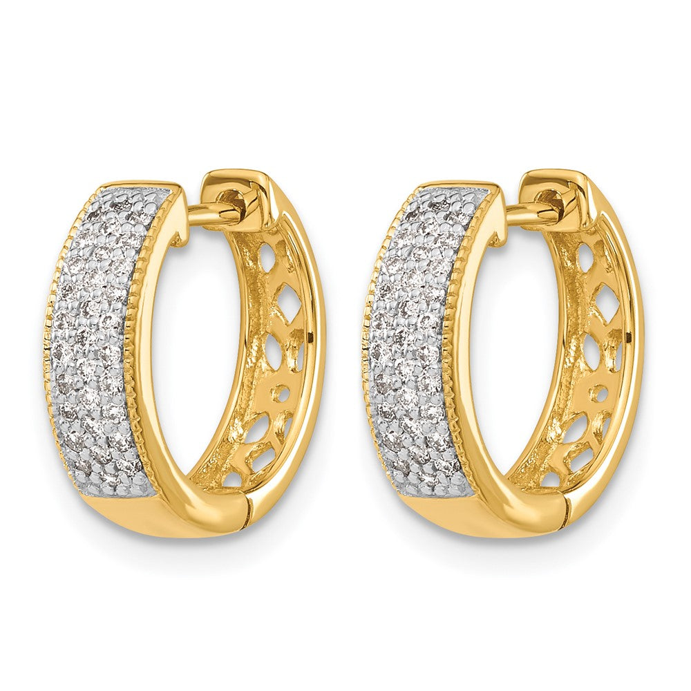 10K Yellow Gold Diamond Hinged Hoop Earrings