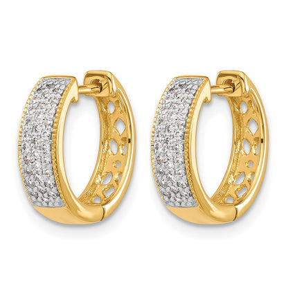 10K Yellow Gold Diamond Hinged Hoop Earrings